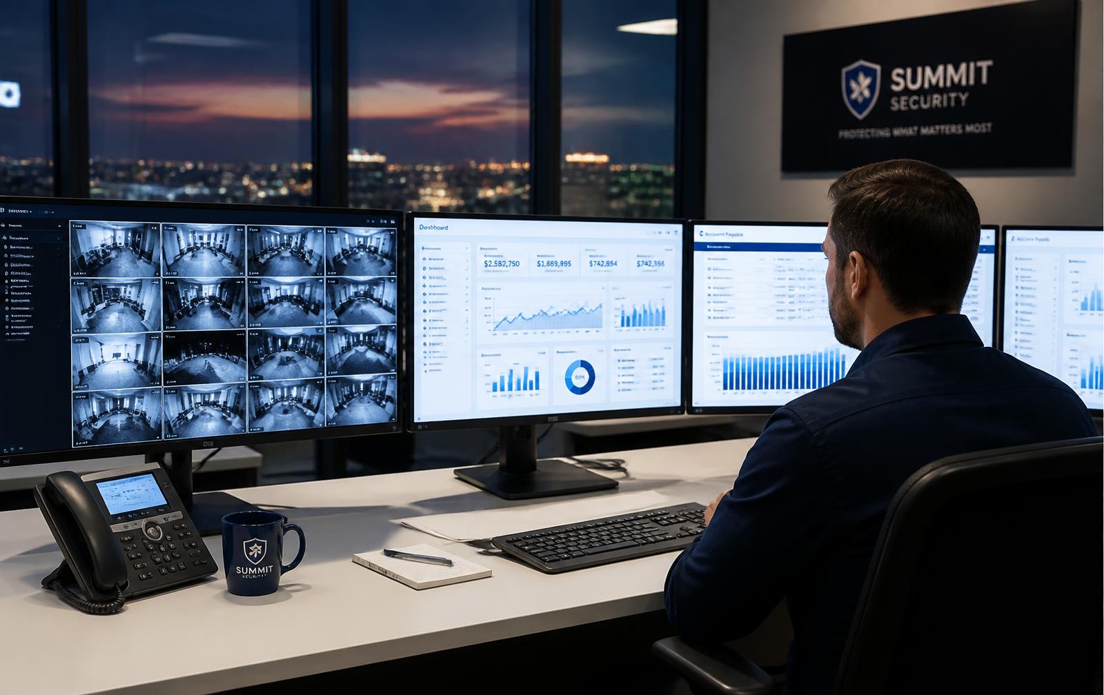 Monitoreo de cámaras CCTV y sistemas administrativos en oficina